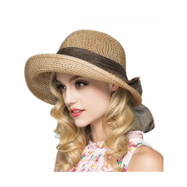 Bleu Nero Luxury Summer Sun Hat for Women Beach Straw Hat Wide Brim 50+SPF 